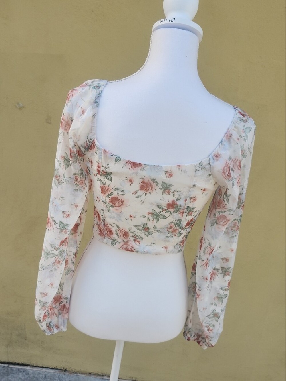 Altar'd State Cream Floral Booho Tie-Front Puff Sleeve Top - Picture 10 of 14
